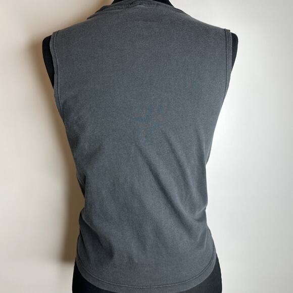 Bershka Florida Cropped Tank Top S Graphic Gray Tie Front Embroidered - Picture 2 of 9